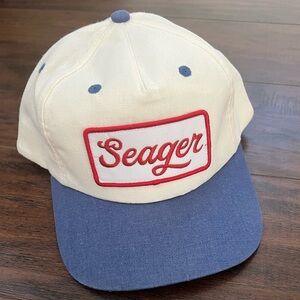 Seager Cream and Blue Cap SnapBack Hat